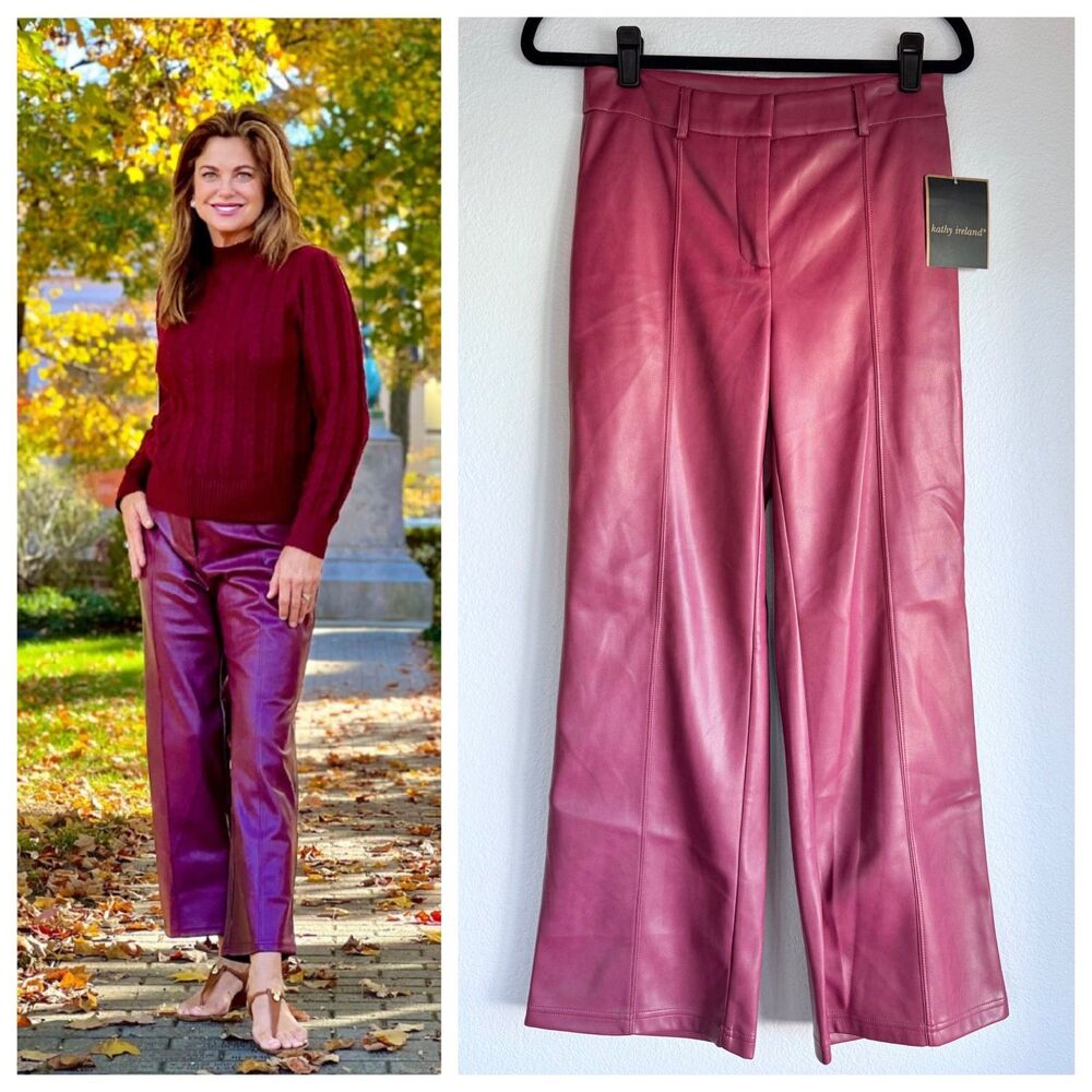 NWT SAMPLE Kathy Ireland Fashion 360 Royal Dreams Straight-Leg Pant in Magenta S